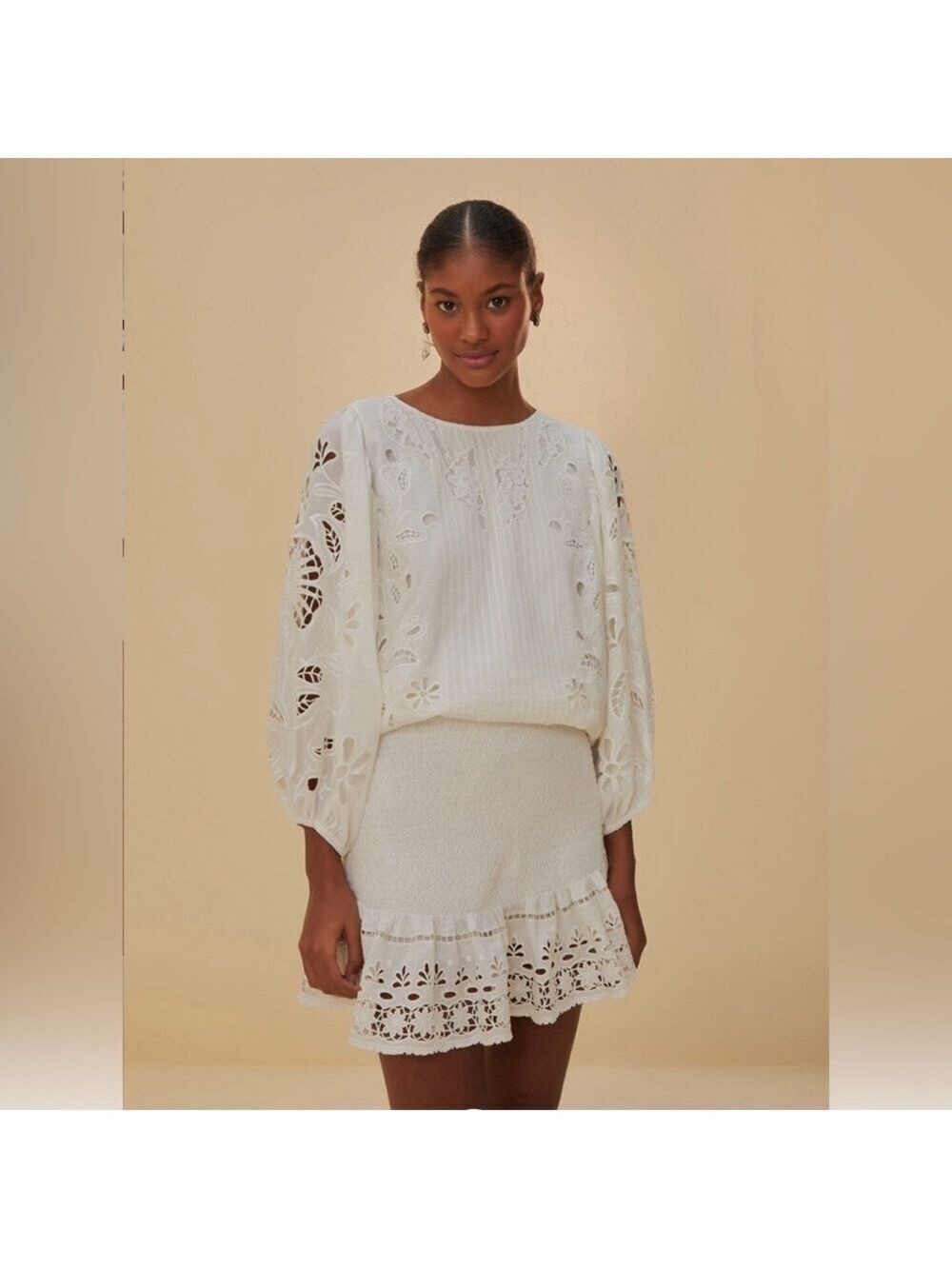 Farm Rio White Richelieu Mini Skirt